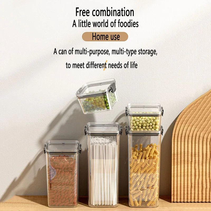 1PC Airtight Food Storage Containers Set WithLids, Candy Jars With Lids, Plastic Dry FoodCanisters For Kitchen Pantry Organizati