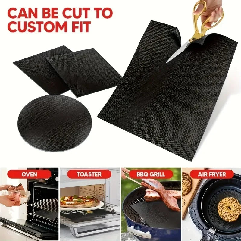 4sizes Non-Stick Oven Liners Reusable BBQ Grill Mat Baking Mat Barbecue Tools Easy Clean Party Favors Kitchen BBQ Tool