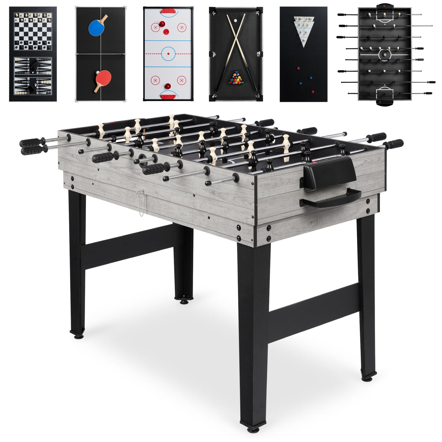 10-in-1 Combo Game Table Set w/ Pool, Foosball, Ping Pong, Chess - 2x4ft