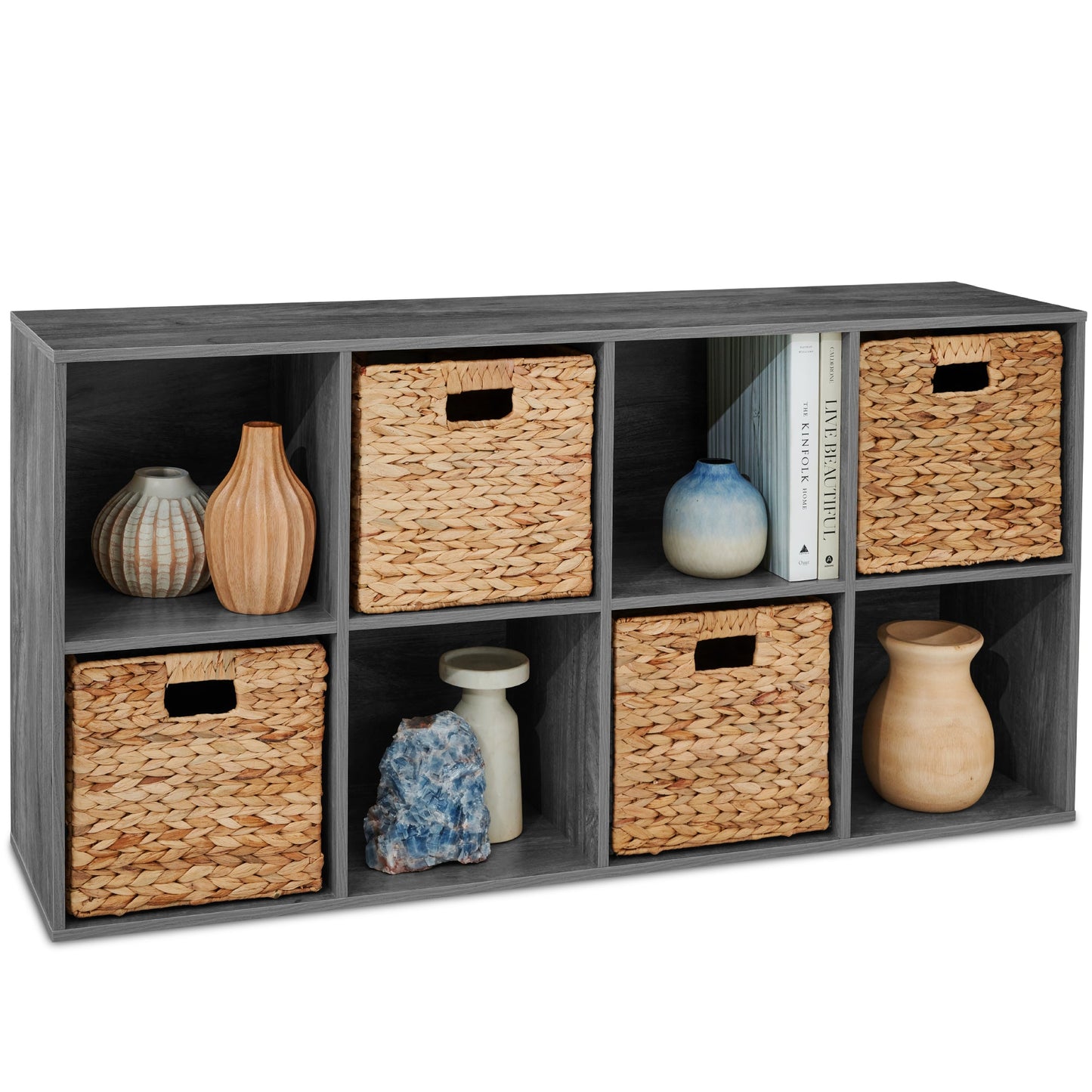 8-Cube Bookshelf, 13.5in Storage Display w/ Removable Panels, Customizable